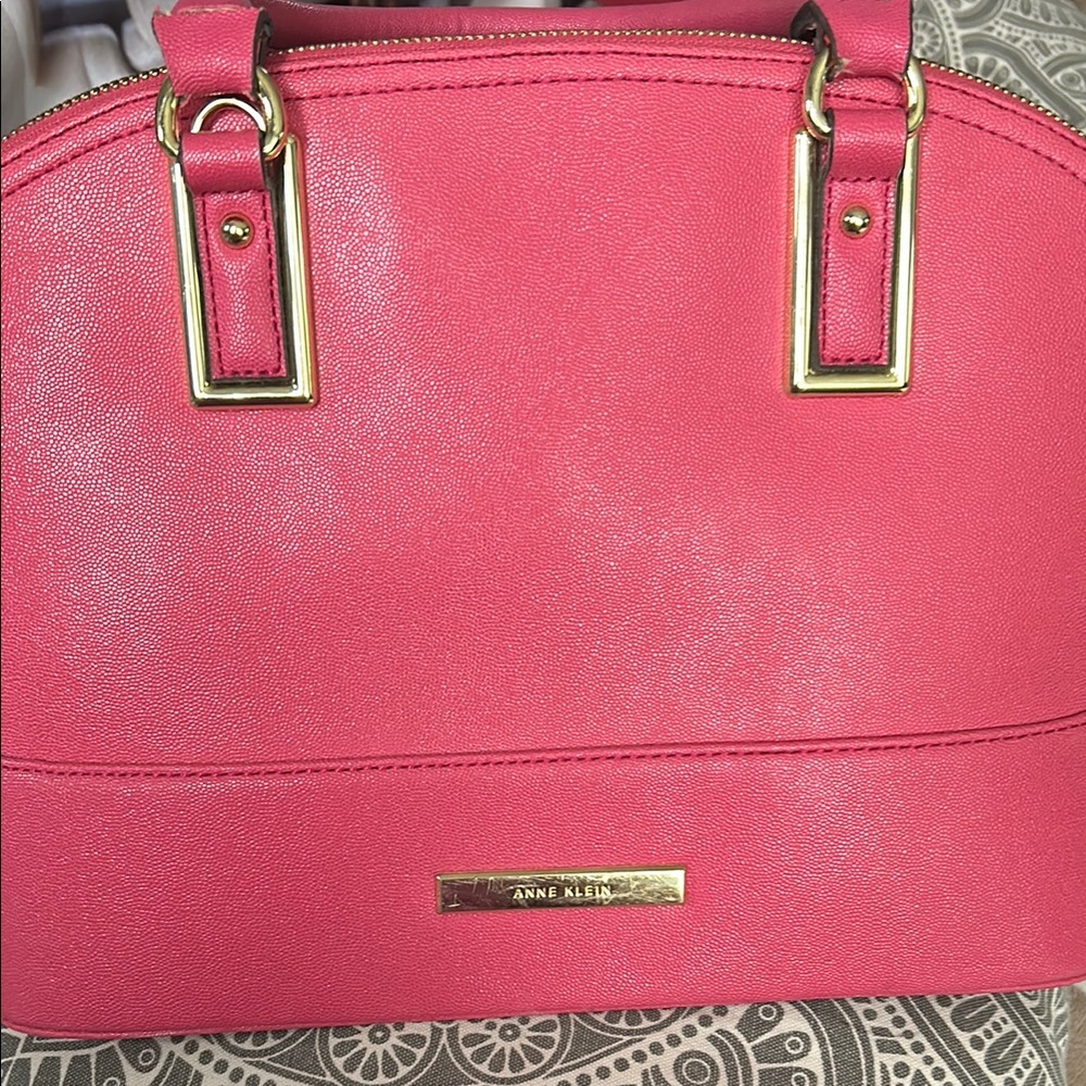 Anne Klein Pink Satchel with Gold-Tone Accents